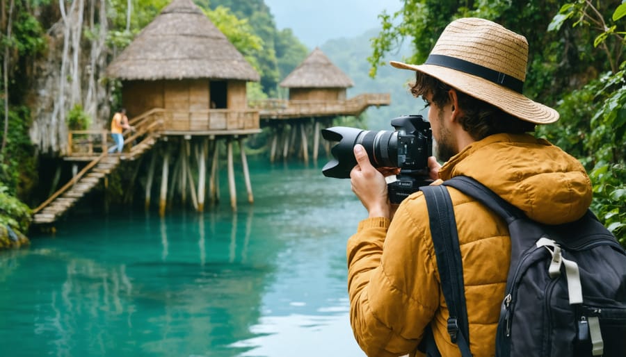 Travel blogger photographing a lesser-known but captivating attraction