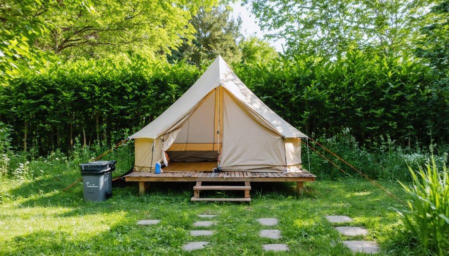 Low-impact camping site with sustainable features in Ontario Parks
