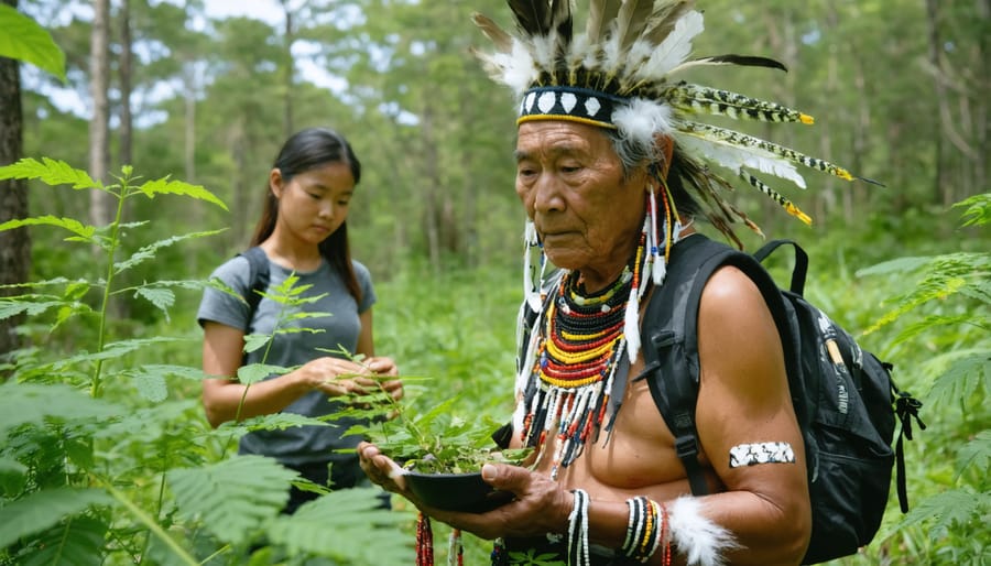 Collaborative session between indigenous knowledge keepers and university researchers in park setting