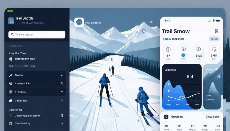 Interactive digital display showing live ski trail conditions and updates