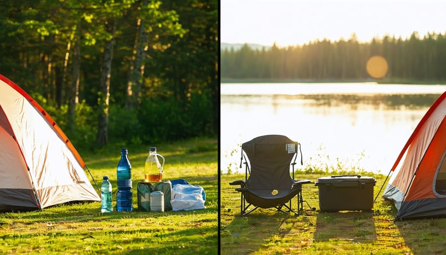 Comparison of camping preparation and actual campsite enjoyment, illustrating the 2-2-2 rule benefits
