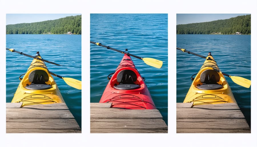 Step-by-step demonstration of safely entering a kayak from a dock