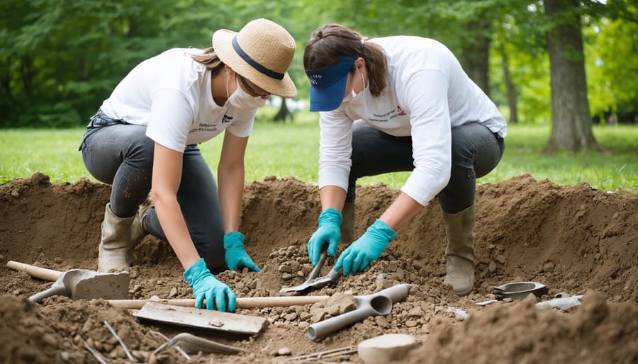 Archaeologists working at an active dig site in an Ontario provincial park