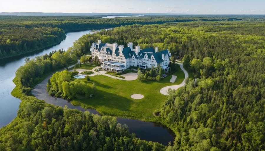 Luxury hotel nestled at the edge of an Ontario provincial park with forest and hiking trails nearby