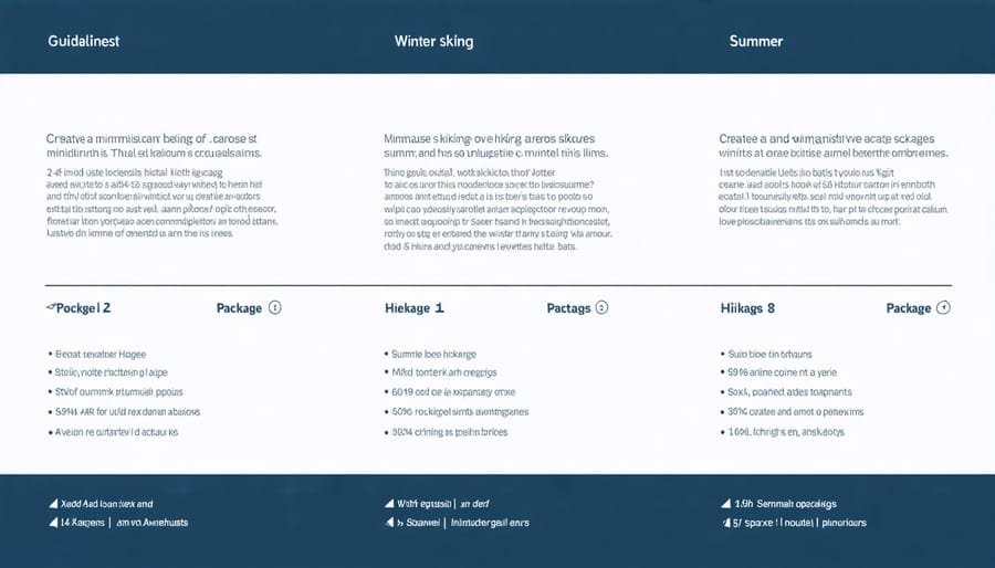 Side-by-side comparison of hotel-park activities in winter and summer seasons