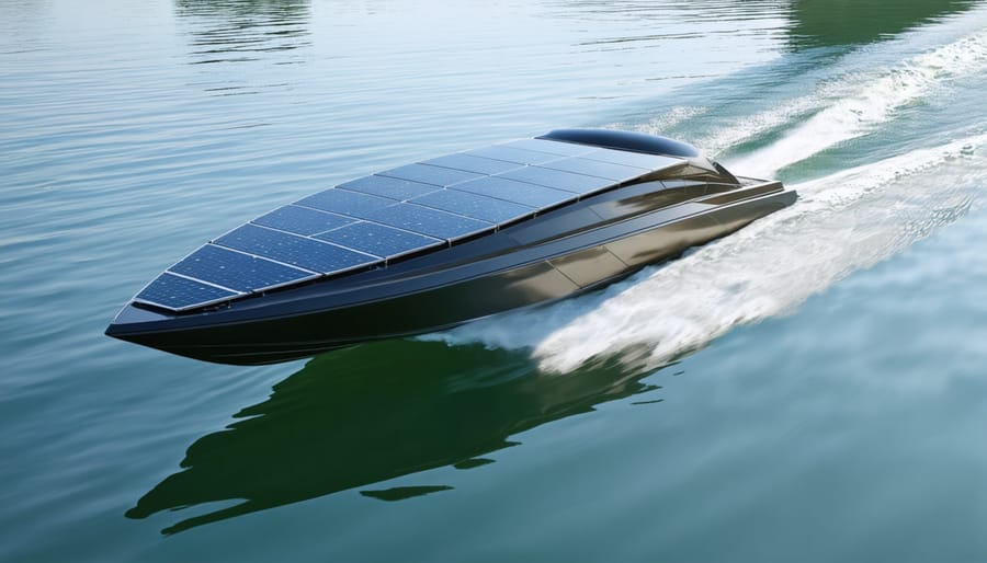 Modern solar-powered boat navigating the 1000 Islands waterways