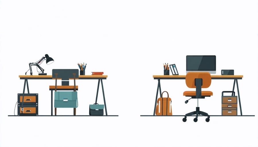Composite image showing professional workspace next to hiking and kayaking activities in Ontario Parks