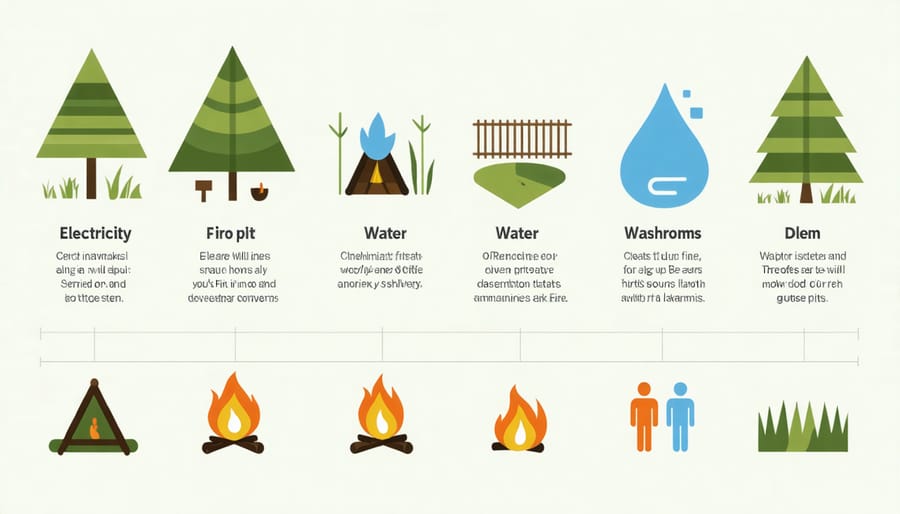 Visual guide to Lake Ontario campsite features and available amenities