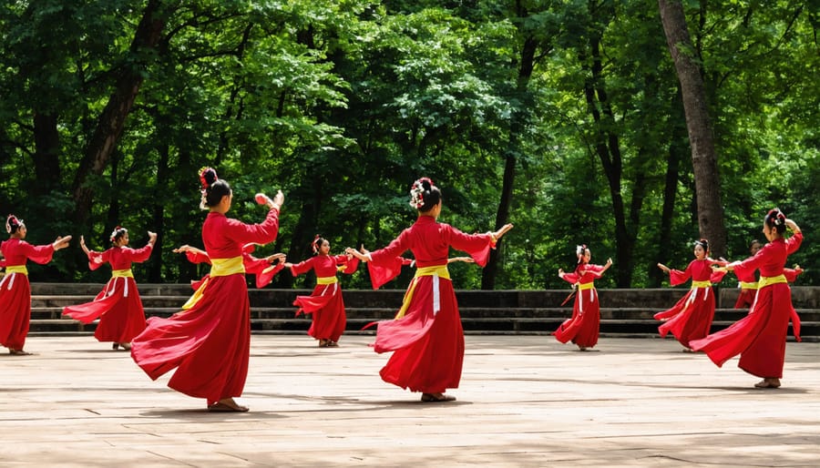 Cultural dance performance at natural amphitheater in Ontario park