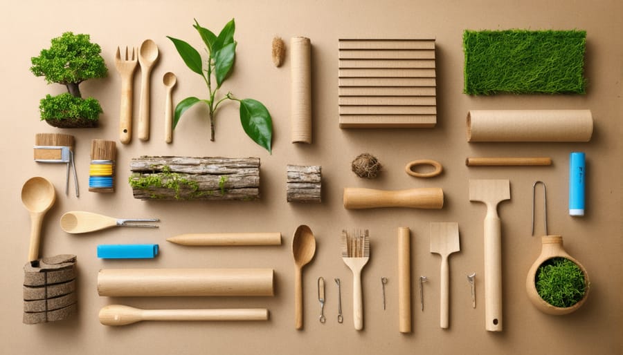 Organized display of materials needed for creating a 3D ecosystem model