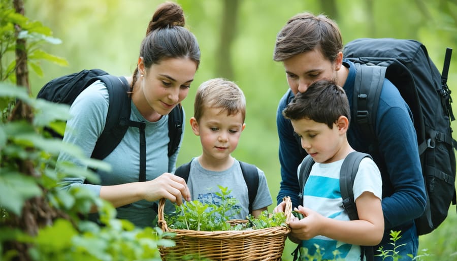 Multi-generational family participating in a guided nature walk in Ontario Parks