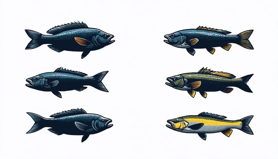 Illustration showing different fish species native to Fushimi Lake