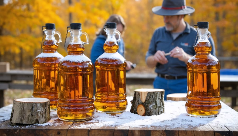 Traditional maple syrup harvesting demonstration at an Ontario heritage site