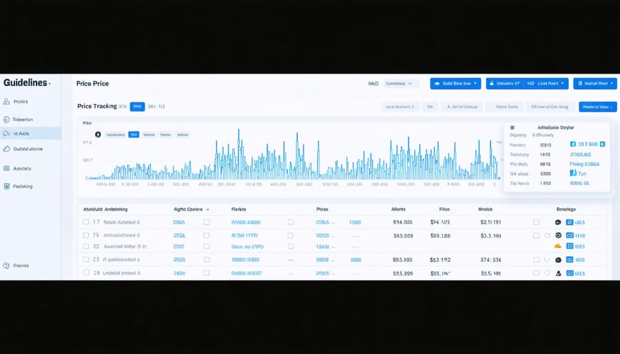 Flight price monitoring interface displaying fare trends and price alerts for Ontario destinations