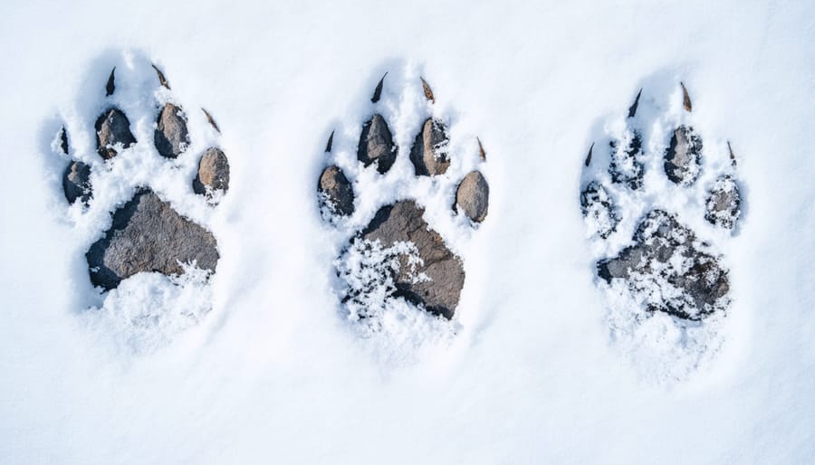 Comparative view of four different mammal tracks showing size and pattern differences