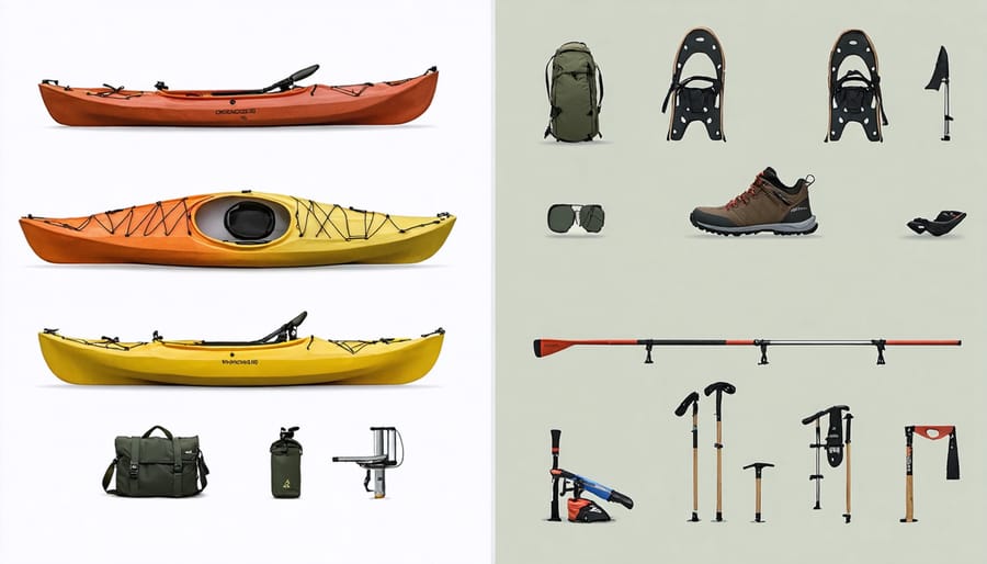 Comparison of summer and winter adventure gear for Ontario outdoor activities
