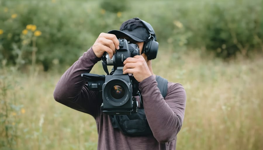 Photographer demonstrating responsible wildlife photography techniques in Ontario Parks