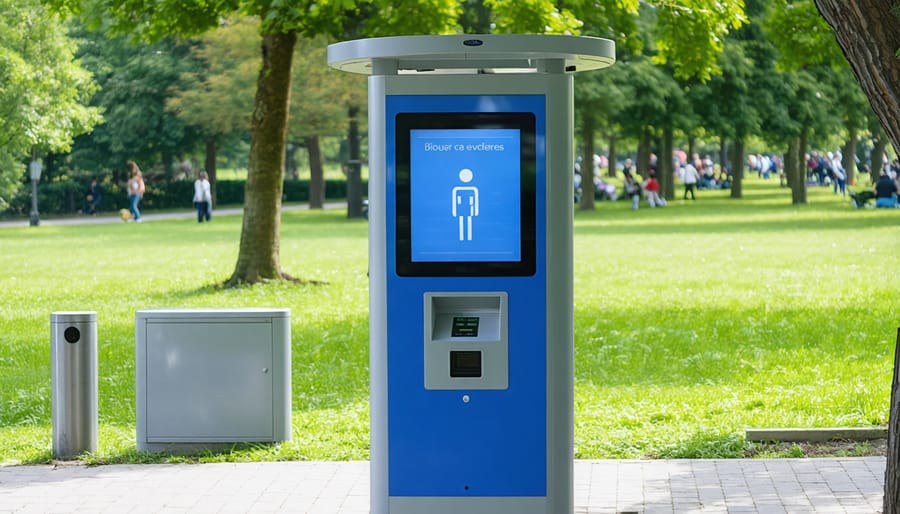 Sequential images demonstrating how to register for biometric park access