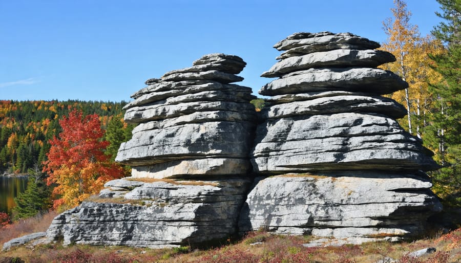 Natural landmarks of the Canadian Shield showing granite outcrops and distinctive tree lines