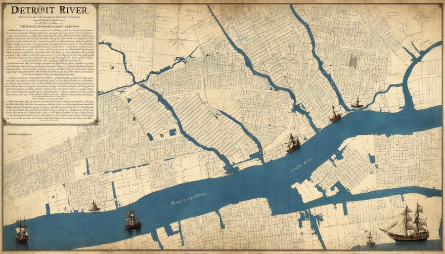 1812 military map depicting Detroit River, Fort Detroit, and surrounding strategic positions