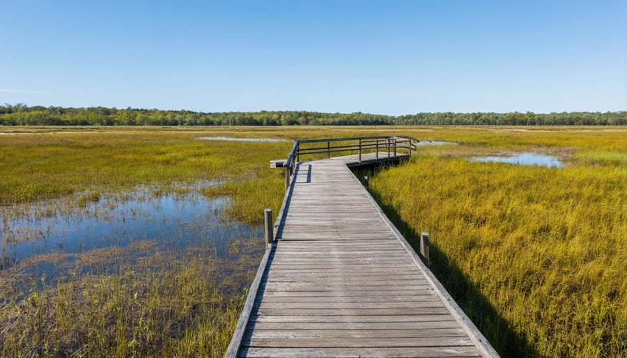 Sustainable boardwalk infrastructure allowing visitor access while protecting sensitive ecosystems