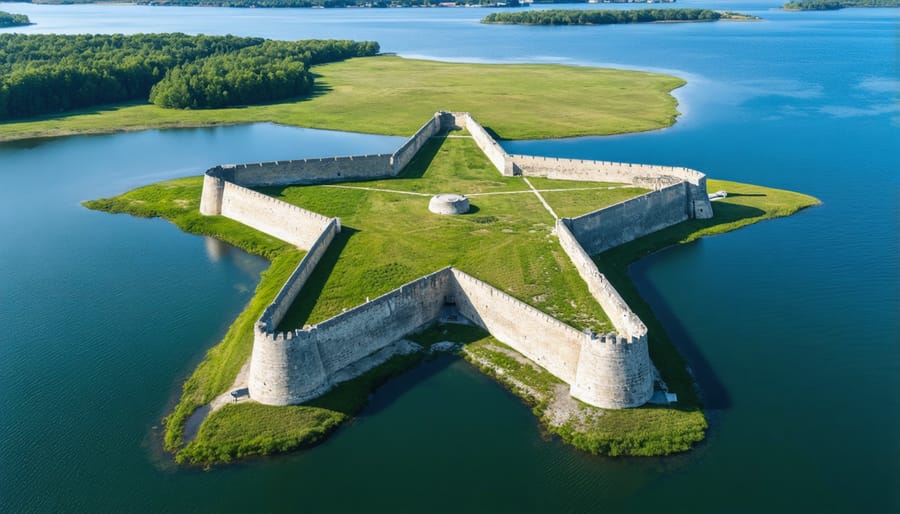 Historical Fort Henry in Kingston, Ontario, showcasing its strategic pentagonal layout and defensive architecture