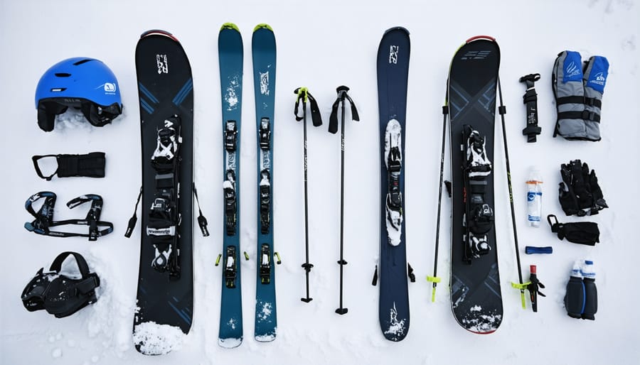 Display of cross-country skis, poles, boots, and winter gear needed for the Loppet