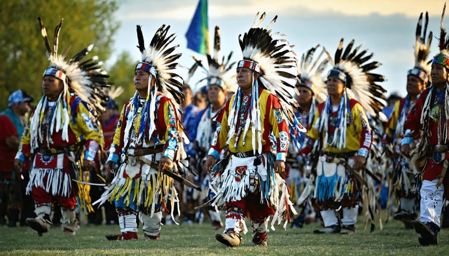 Indigenous dancers performing traditional dances at a cultural festival