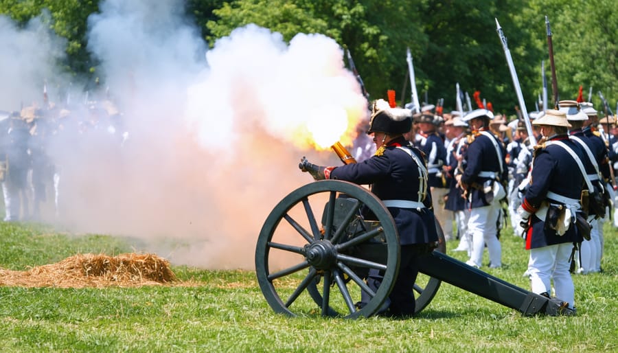 Costumed interpreters demonstrating 18th-century military life and artillery at Quebec City's fortifications