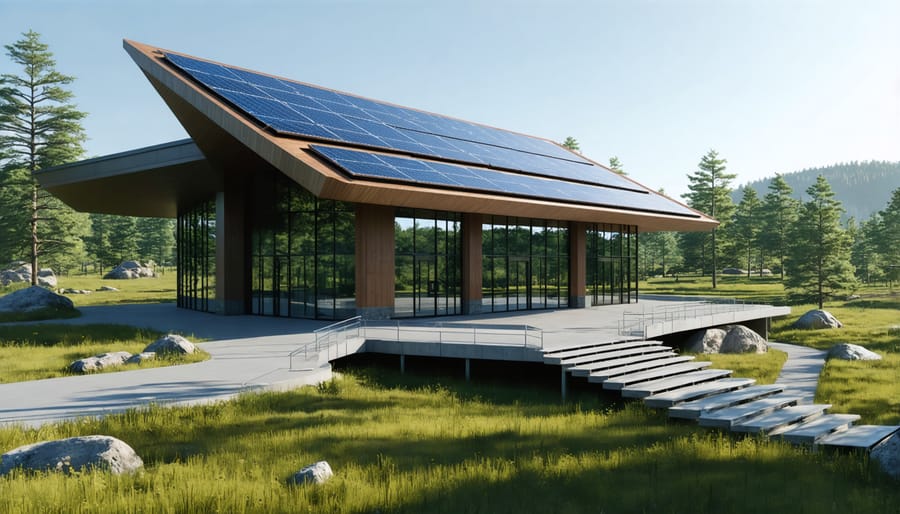 Environmentally integrated visitor center featuring green roof and sustainable design