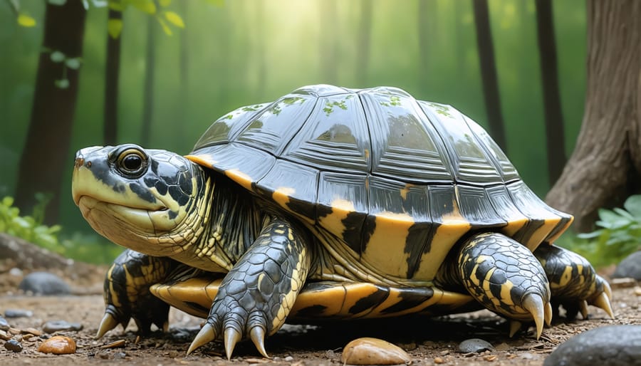 Wildlife specialist monitoring Blanding's turtle hatchlings in a controlled environment at Toronto Zoo