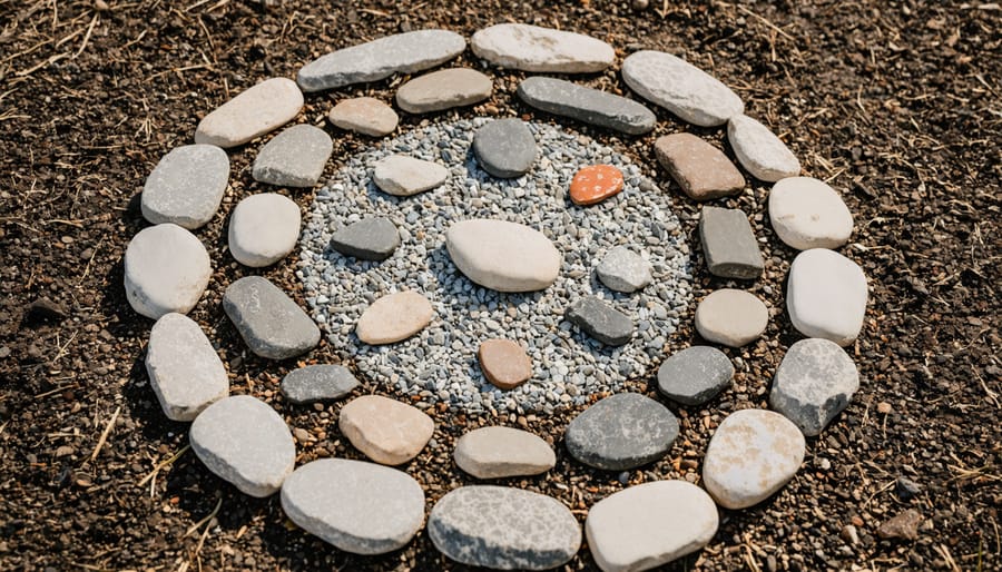 Medicine wheel ceremony circle with sage, sweetgrass, tobacco, and cedar at the four directions