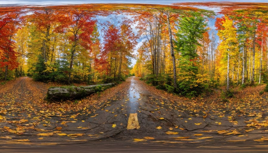 Stunning panoramic view of Algonquin Park's landscape featuring autumn foliage and lakes