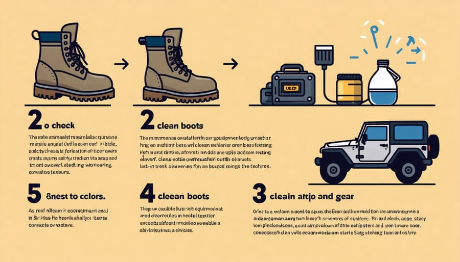 Step-by-step visual guide for cleaning outdoor equipment to prevent spread of invasive species