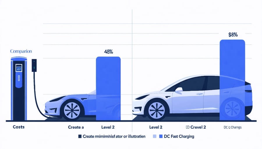 Cost comparison chart displaying pricing differences between Level 2 and DC Fast Charging options
