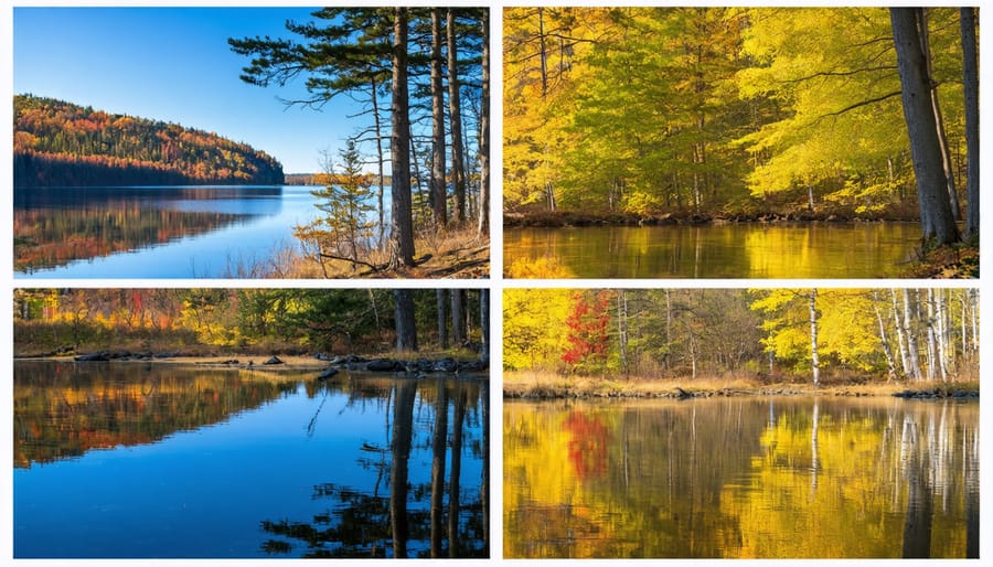 Quadrant view of a scenic Frontenac Provincial Park lookout showing spring, summer, fall, and winter transitions