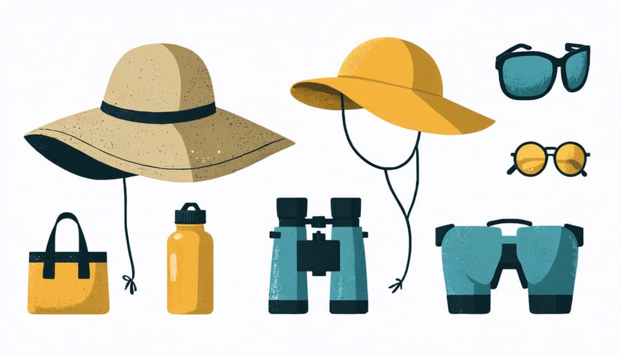 Organized display of safety gear and equipment for children's outdoor activities