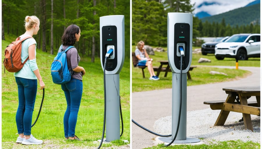 Collage of activities available while charging your EV at Ontario parks