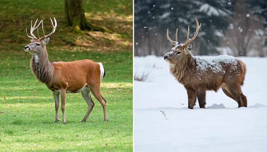 Side-by-side comparison of park location showing seasonal wildlife changes