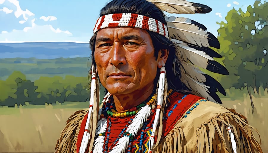 Historical portrait of Chief Tecumseh, Shawnee leader who fell at the Battle of the Thames