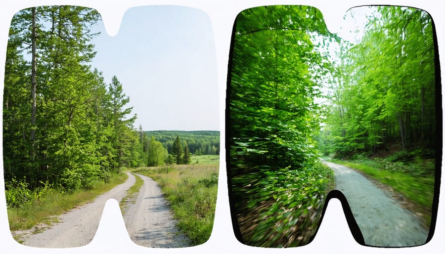 Comparison of actual Frontenac Park trail with its virtual reality representation
