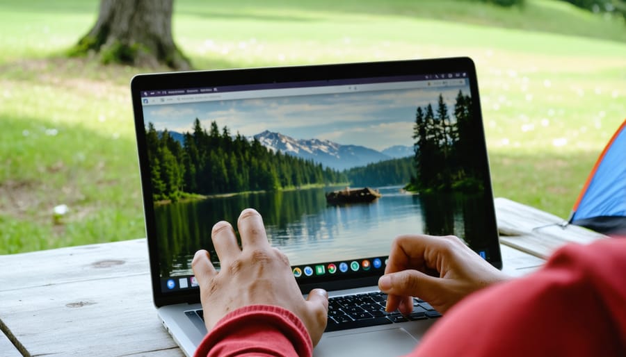 Individual making an online campsite reservation through Ontario Parks booking system