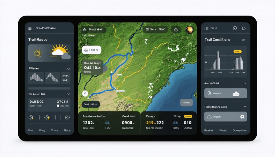 Interactive digital display showing trail conditions and weather updates at park visitor center