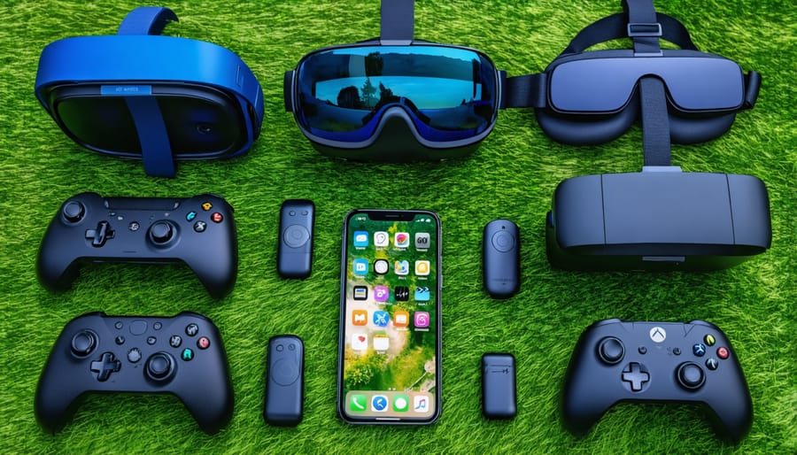 Collection of virtual reality equipment and nature exploration apps