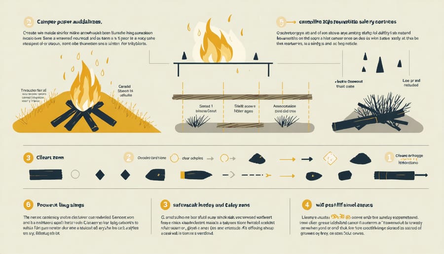 Illustrated guide to campfire safety and proper wood collection in Ontario Parks