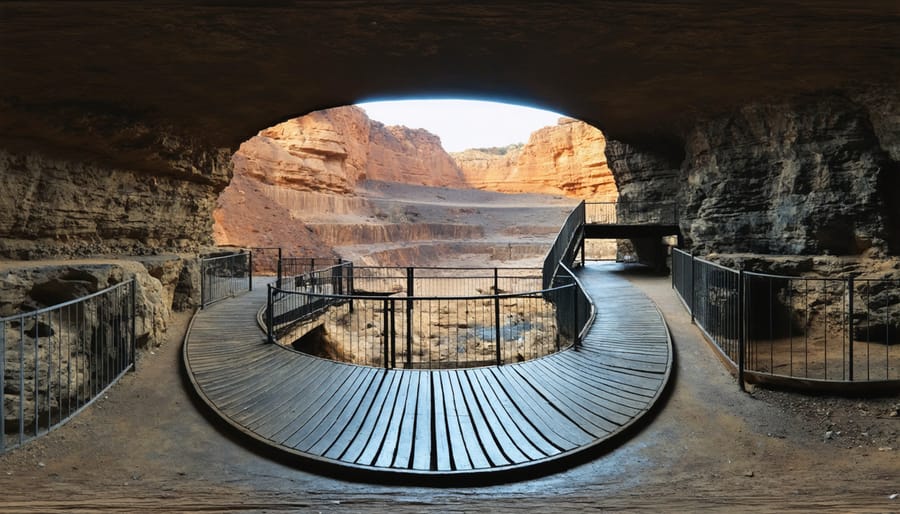 Converted mine shaft with modern viewing platforms and safety features for wildlife observation
