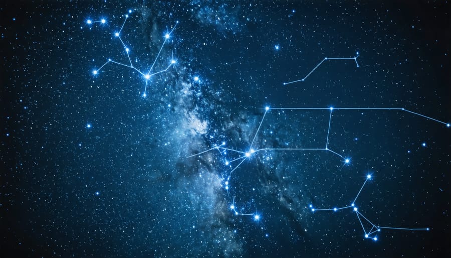 Interactive star map app interface displaying constellations and celestial objects