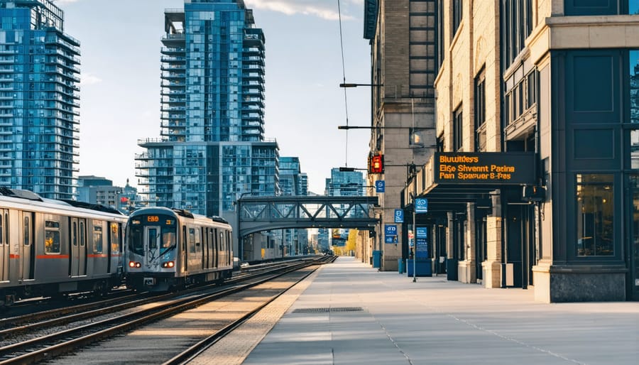 Group of travelers using transit passes at modern fare gates