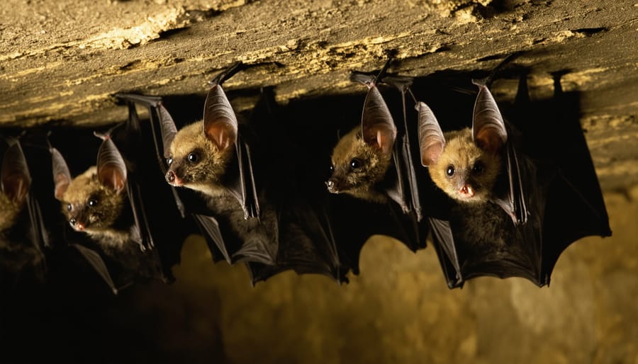 Colony of native bats roosting in converted mine tunnel