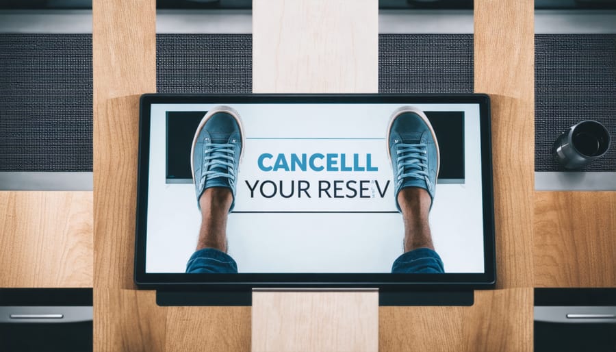 Person using laptop and smartphone to cancel park reservation online